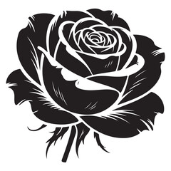 Black and white rose design stylish monochrome flower art