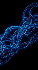 Abstract Blue Neon Light Structure, 3D Render