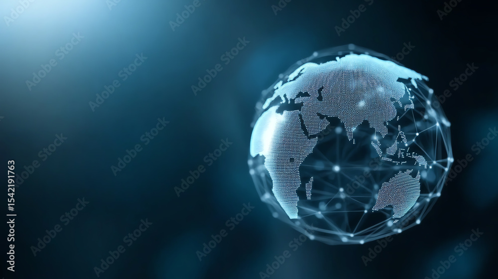 Aufkleber a digital globe interconnected by a network, showcasing global connectivity and technology advanceme