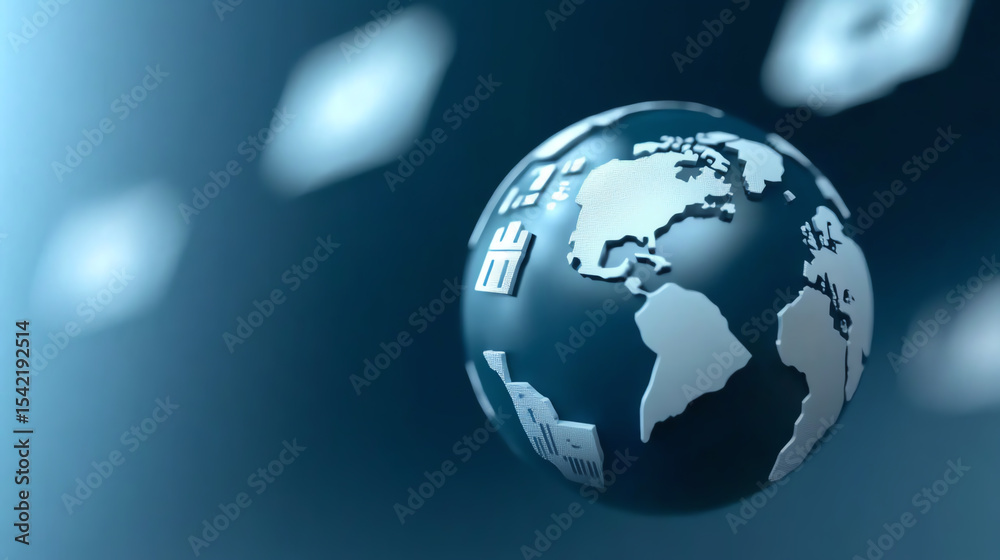 Poster A mesmerizing digital globe showcasing interconnected data and technology. Perfect for innovative projects and global themes.