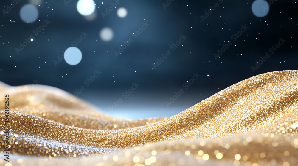 Poster a mesmerizing close-up of golden shimmering fabric, capturing light reflections and creating a sense