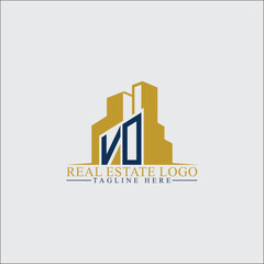 Modern VO Real Estate Logo Design with Building Silhouettes