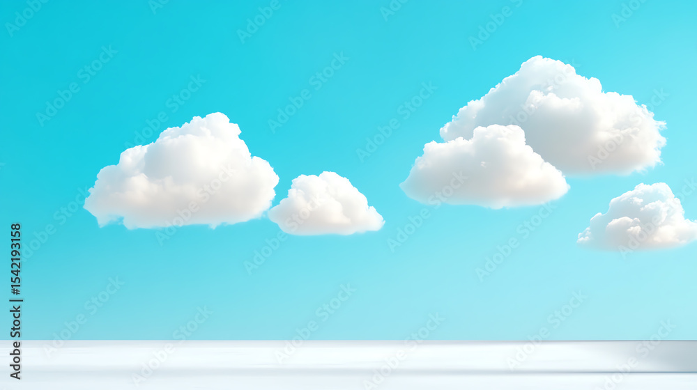 Aufkleber a serene blue sky with fluffy white clouds, perfect for calming visuals or nature-themed projects.