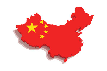 Naklejka premium Vibrant Vector Illustration of China Map with National Flag Design for Cultural Presentations, Travel Graphics, and Creative Marketing Materials