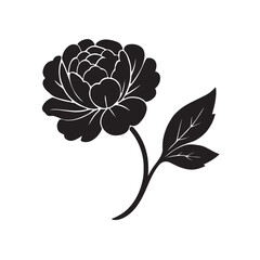 Peony flower black silhouette vector icon illustration on white background. © Rajan