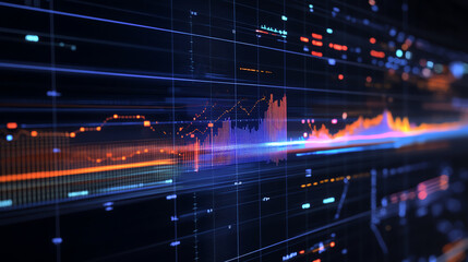 A vibrant digital data visualization showcasing fluctuation patterns and analytics for modern technology and decision-making.