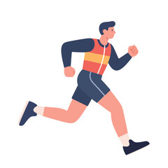 Vector Illustration of a Man Jogging, Flat Style, Active Lifestyle