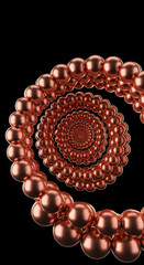 Abstract Copper Sphere Spiral: 3D Render of Metallic Balls