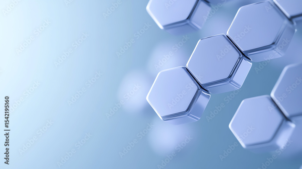 Aufkleber Abstract hexagonal shapes in a futuristic blue background, representing innovation and modern design in technology.