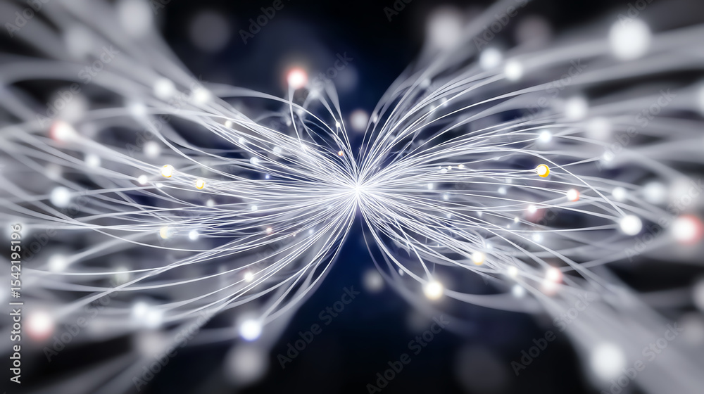 Poster Abstract representation of light pathways, symbolizing connection and technology, perfect for modern digital concepts.