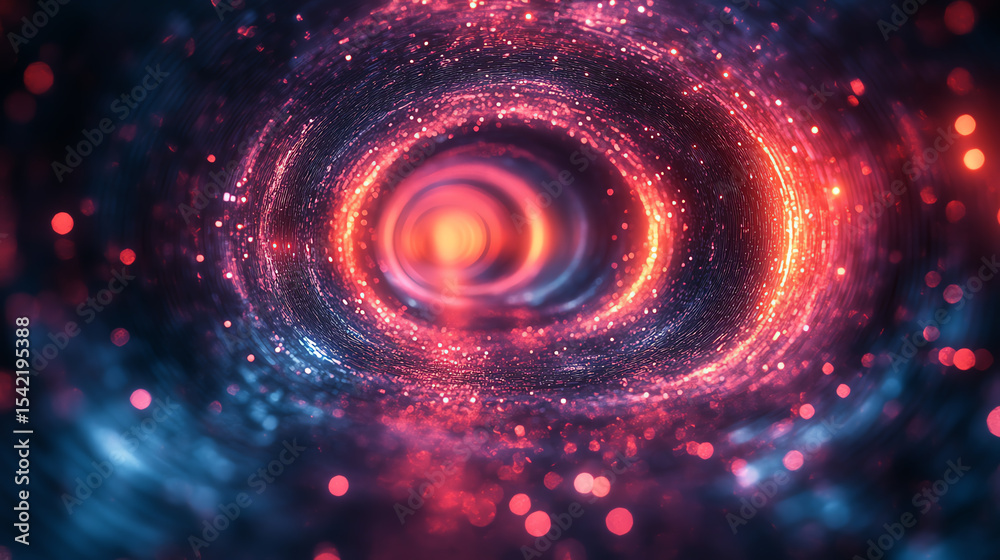 Poster An abstract representation of a cosmic vortex, illustrating vibrant colors and dynamic energy flow in space.