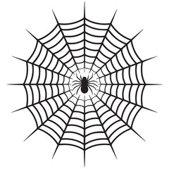 Obraz premium Spider on Symmetrical Web – Halloween or Horror Vector Illustration