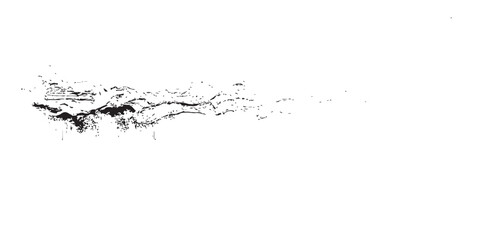 Naklejka premium A clean, flowing grunge background is produced by abstract black ink splatters, transparent bubbles, and splashes of clear blue water.