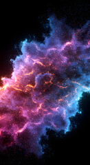 Abstract Cosmic Nebula: Vibrant Pink, Blue, and Orange Particle Burst