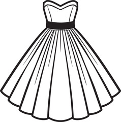 Flat Skirt Silhouette Black Vector Style | Fashion Clipart Illustration Vector Format