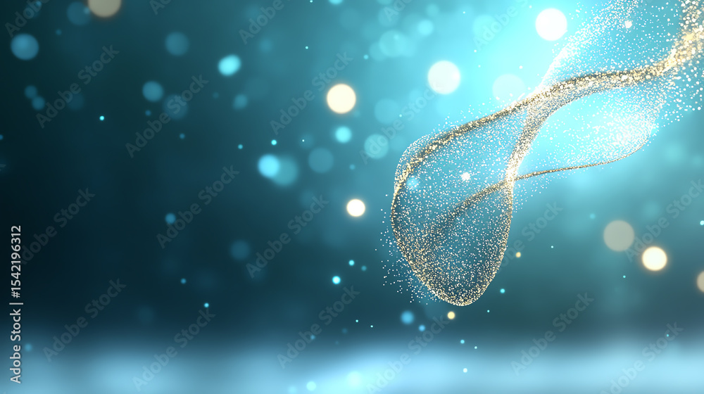 Poster elegant light trails create a dreamy atmosphere with sparkling bokeh effects on a blue background, p