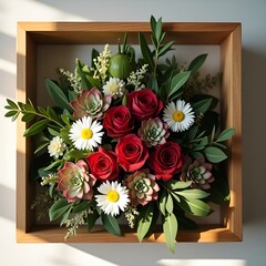 Charming Triangle Display with Succulents and Flowers