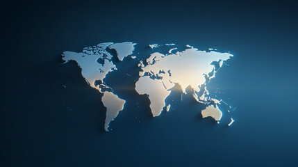 Fototapeta premium Stylish 3D world map design on a dark background, ideal for global business and travel concepts, illustrating connectivity and exploration.