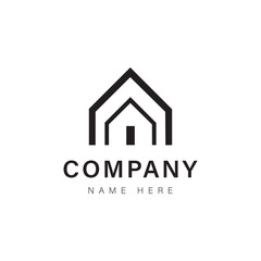 Real estate company logo design featuring house and building icon with modern vector style for property and construction branding