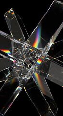 Abstract Glass Crystal Prism Structure, Rainbow Refraction, 3D Render