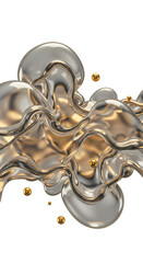 Abstract Gold and Silver Liquid Splash, 3D Render