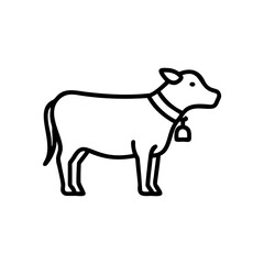 Line Drawing Black White Cow Sacred Hindu God Animal Icon Symbol Handmade Illustration
