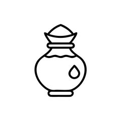 Line Art Illustration of a Handmade Hindu God Vessel Filled with Liquid a Single Water Drop