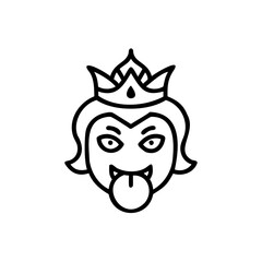Line Art Illustration of Hindu God with Crown Sticking Tongue Out vector