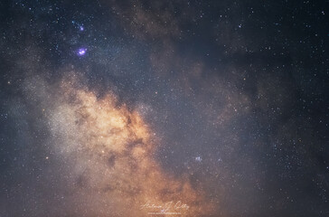 Via lactea, cielo nocturno estrellas
