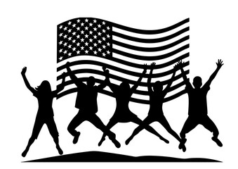 jumping people silhouettes