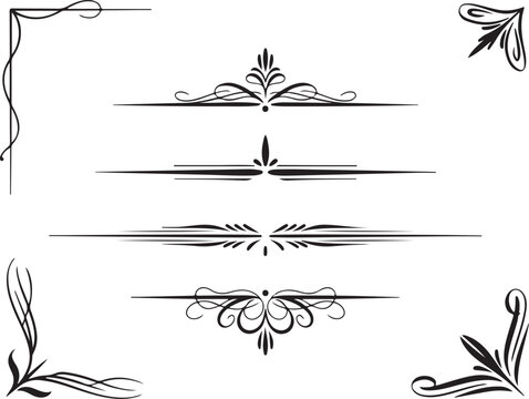 Ornate Calligraphy Divider and Corner Set