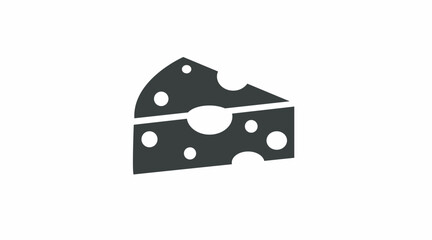 Cheese Icon. Vector isolated editable black and white linear illustration of a piece of Cheese.