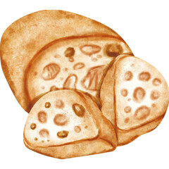 watercolor ciabatta bread