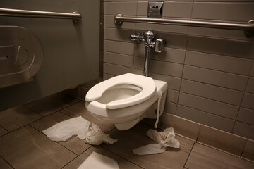 Interior view of Public Restroom at Unsanitary Conditions