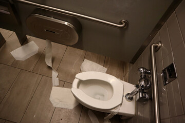 Interior view of Public Restroom at Unsanitary Conditions