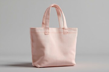 Light Pink Tote Bag Mockup on Gray Background