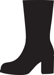 Women's Fashion Boot Silhouette in Black | Stylish Footwear Illustration Vector Format