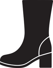 Women's Fashion Boot Silhouette in Black | Stylish Footwear Illustration Vector Format