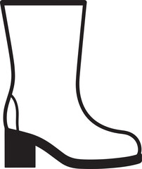 Women's Fashion Boot Silhouette in Black | Stylish Footwear Illustration Vector Format