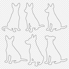 Dog outline icons. Set of silhouettes of dogs. Dog outline icons. Dogs from pets collection in linear style, vector illustration. Silhouettes of dogs isolated on white background.