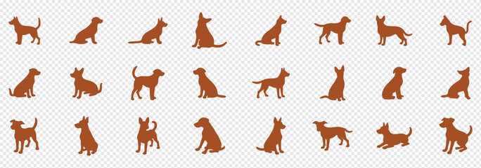 Labrador Retriever Dog collection silhouette black vector on white background
