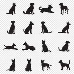 Labrador Retriever Dog collection silhouette black vector on white background
