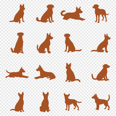 Labrador Retriever Dog collection silhouette black vector on white background
