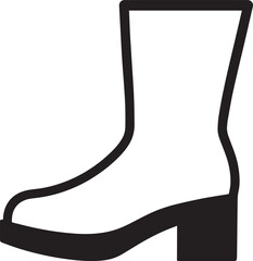 Women's Fashion Boot Silhouette in Black | Stylish Footwear Illustration Vector Format