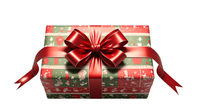 Gift Box with Ribbon Isolated on White Background PNG