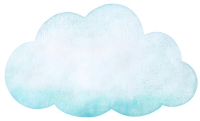 Watercolor light blue cloud for baby boy on transparent background.