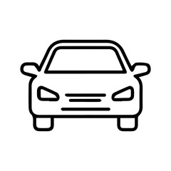 Front view outline car icon with headlights grill windshield body and wheels
