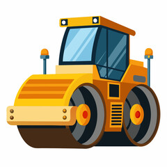 yellow tractor isolated on white