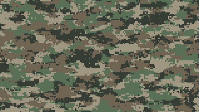 Modern Digital Camouflage Texture for Military Background and Design Elements.