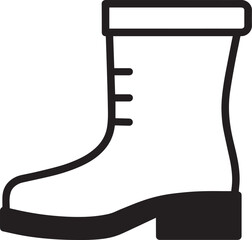 Women's Fashion Boot Silhouette in Black | Stylish Footwear Illustration Vector Format